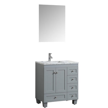 Eviva Happy 28″ x 18″ Transitional Bathroom Vanity w/ White Carrara Top Vanity Eviva